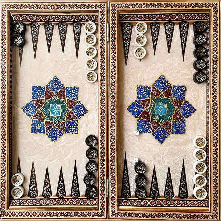 5340518 تخته نرد خاتم اصفهان ۶۰ سانتی نقاشی تذهیب