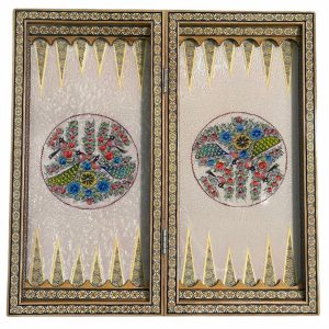 تخته نرد خاتم اصفهان نقاشی گل و مرغ جذاب