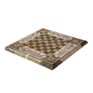 تخته نرد خاتم لبه گرد گل و مرغ