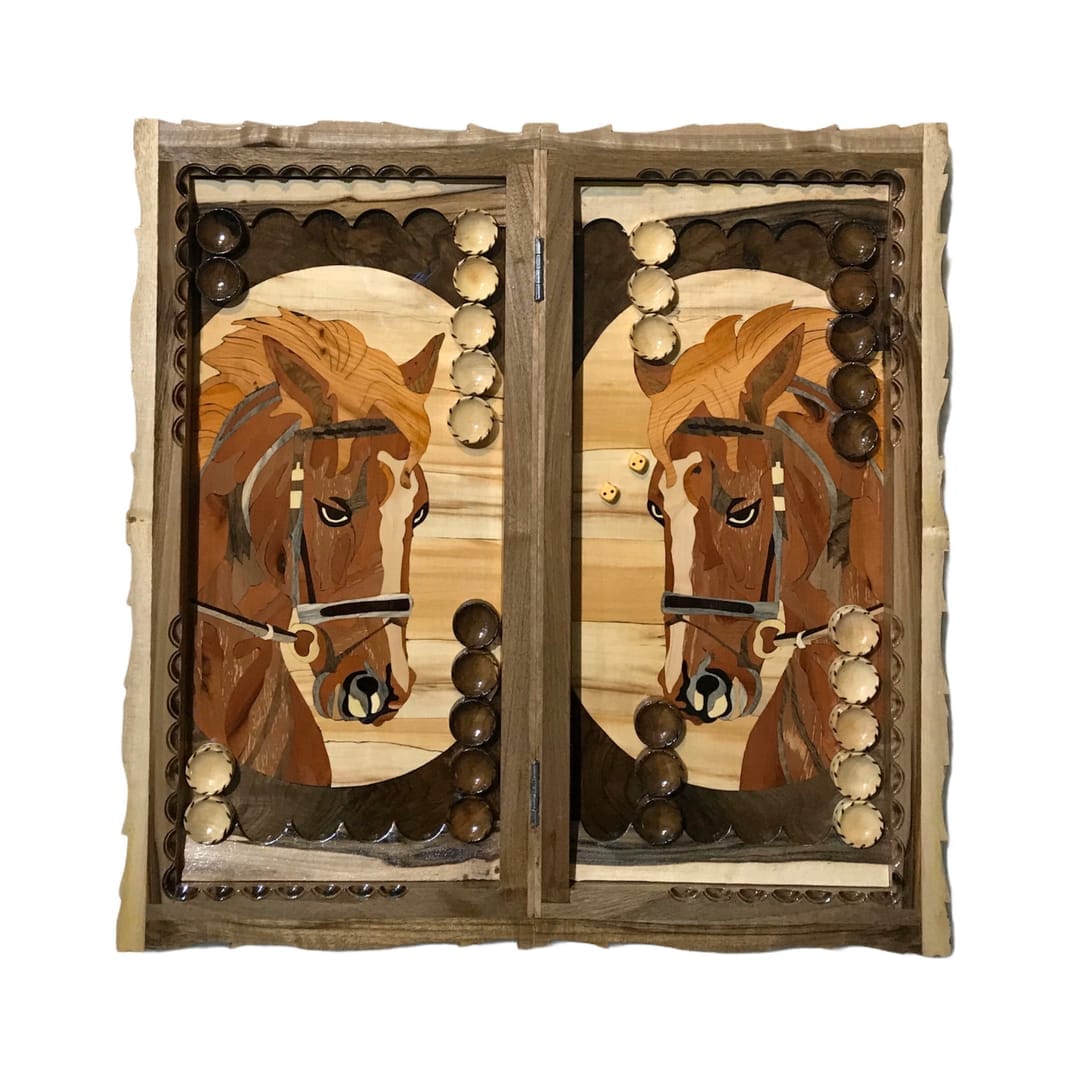 FHYRE0853 تخته نرد دور منبت طرح اسب