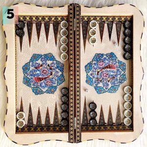 تخته نرد خاتم دالبری نقاشی گل و مرغ