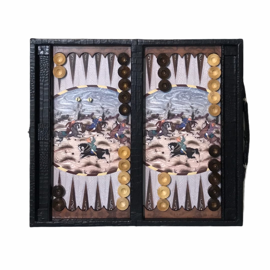 LPHF8402 تخته نرد چرم چوگان جا مهره دار