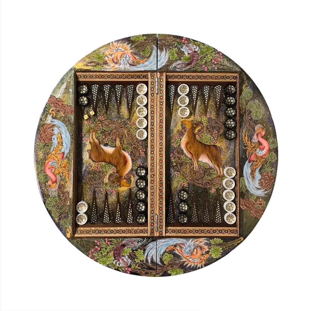 SAYIE5856 تخته نرد خاتم وتذهیب طرح روح جنگل