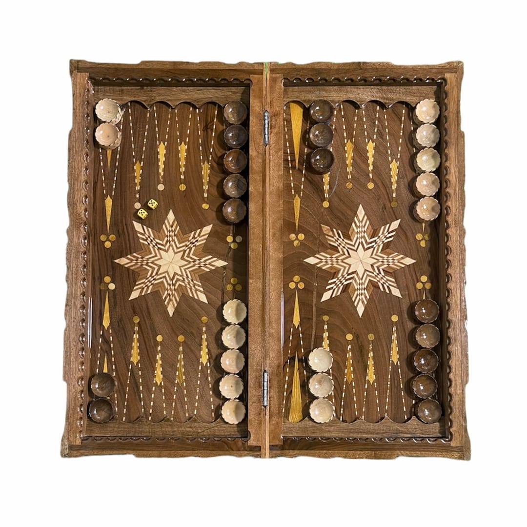 UQHKE8367 تخته نرد دوبازی تمام منبت کد 3109