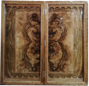 تخته نرد دو رو ریشه گردو سنندج طرح جغد