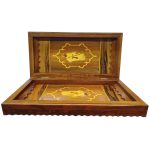 تخته نرد منبت کاری طرح فروهر کد T108