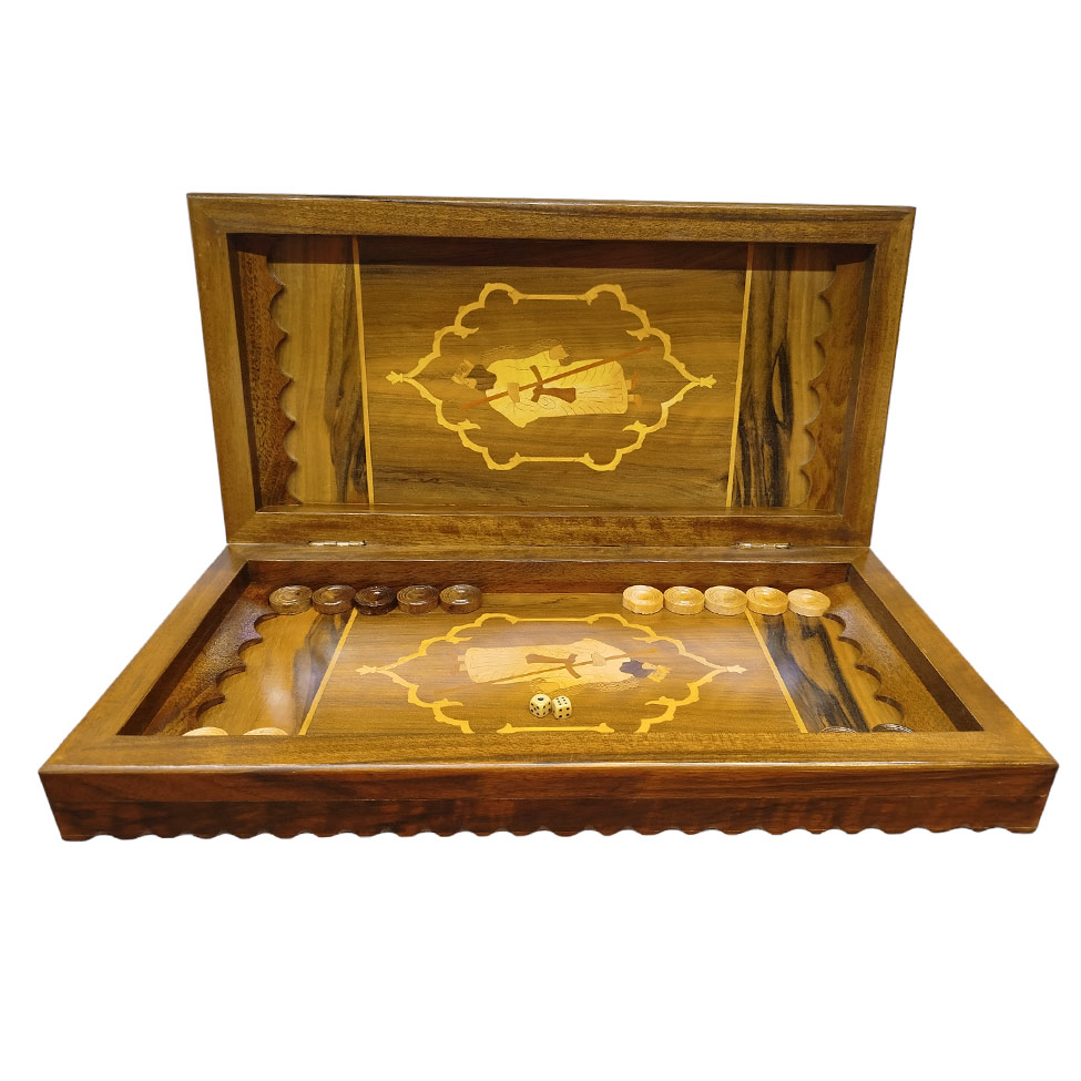 T108-5 تخته نرد منبت کاری طرح فروهر کد T108