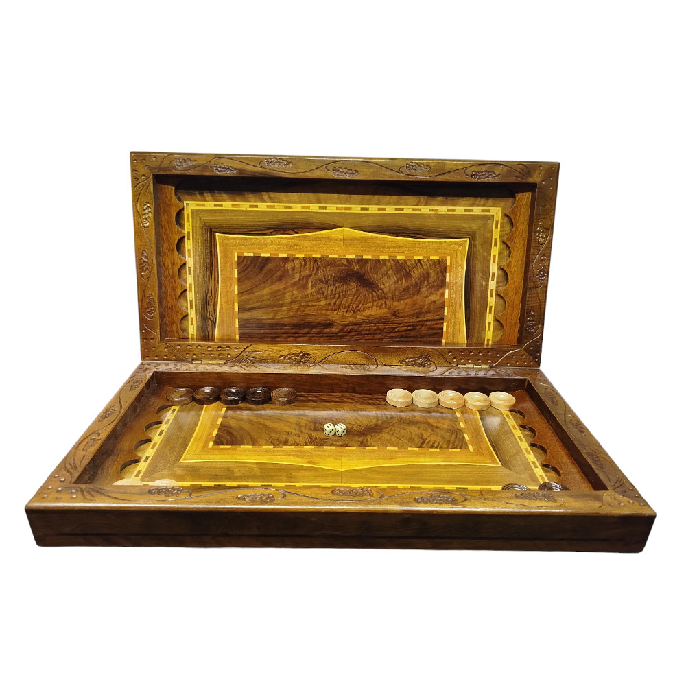 T109-5 تخته نرد منبت کاری طرح سیمرغ کد T109