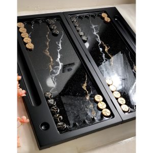 تخته نرد رزین طرح مرمر کد a150005