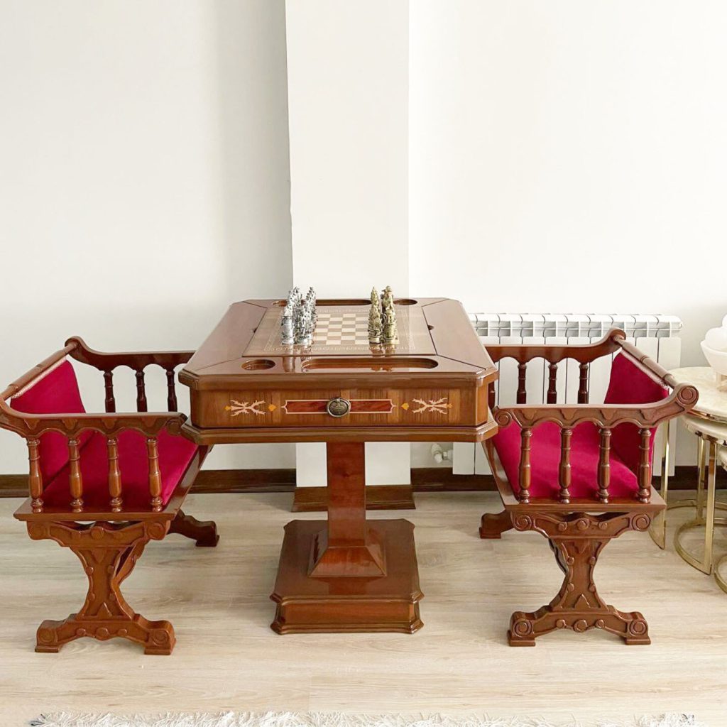 میز تخته نرد و شطرنج ۶ بازی قهوه ای