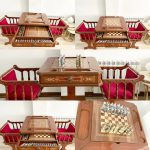 میز تخته نرد و شطرنج ۶ بازی قهوه ای