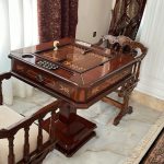 میز تخته نرد و شطرنج ۶ بازی قهوه ای