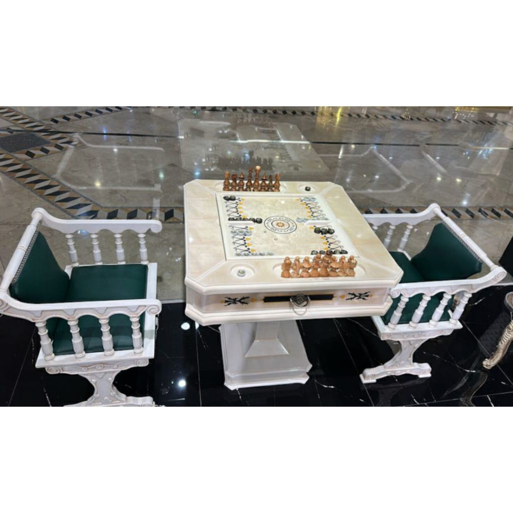 میز تخته نرد و شطرنج ۶ بازی سفید