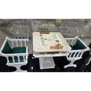 میز تخته نرد و شطرنج ۶ بازی سفید