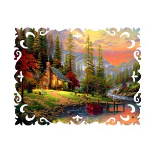 مینی پازل 166عددی برند گلکسی طرح کلبه و رودخانه