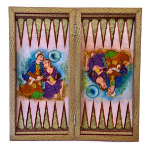 تخته نرد و شطرنج خاتم کاری طرح لیلی و مجنون کد 160001