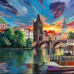 پازل 1000 تکه ریکوردی طرح پل چارل در پراگ در غروب