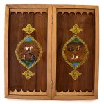 تخته نرد و شطرنج خاتم کاری طرح بازی چوگان کد 160005