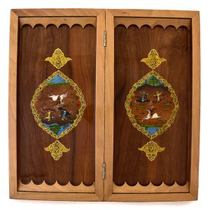 تخته نرد و شطرنج خاتم کاری طرح بازی چوگان کد 160005