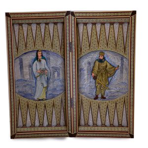 تخته نرد و شطرنج خاتم کاری کوروش و آناهیتا کد 160016