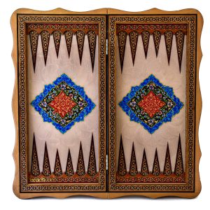 تخته نرد و شطرنج خاتم کاری صدفی دالبری طرح ترنج کد 160018