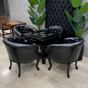 میز تخته نرد و شطرنج ۶ بازی مشکی 4 مبله