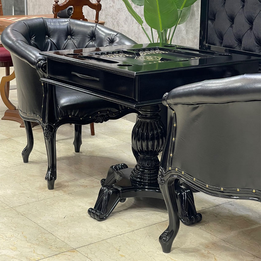 IMG_1847 میز تخته نرد و شطرنج ۶ بازی مشکی مبله