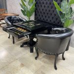 میز تخته نرد و شطرنج ۶ بازی مشکی 4 مبله