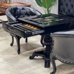 میز تخته نرد و شطرنج ۶ بازی مشکی 4 مبله