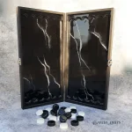 تخته نرد رزینی مشکی با خطوط نقره ای ساده - Image 3