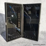 تخته نرد رزینی مشکی با خطوط آبی نقره ای - Image 4