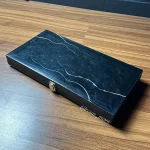 تخته نرد رزینی مشکی با خطوط نقره ای ساده