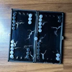 تخته نرد رزینی مشکی خطوط نقره ای