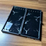 تخته نرد رزینی مشکی خطوط نقره ای - Image 2