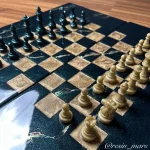 تخته نرد ۲بازی (تخت نرد + شطرنج ) رزینی سبز طلایی - Image 2