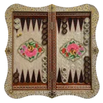 تخته نرد دالبر خاتم طرح گل و مرغ کد 7239 m