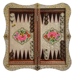 تخته نرد دالبر خاتم طرح گل و مرغ کد 7239 m