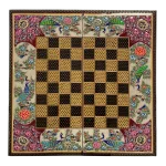 تخته نرد خاتم طرح گل و مرغ کد 7268 m - Image 2