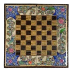 تخته نرد خاتم طرح گل و مرغ کد 7278 m - Image 2