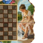 تخته نرد خاتم کنگره ای 60 سانتی طرح بانوی اقیانوس - Image 10