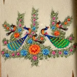 تخته نرد خاتم طرح گل و مرغ کد 7268 m - Image 4