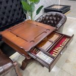 میز تخته نرد و شطرنج ۶ بازی لوگان قهوه ای 2 مبله