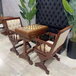 میز تخته نرد و شطرنج وزیری قهوه ای