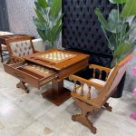 میز تخته نرد و شطرنج ۶ بازی وزیری قهوه ای