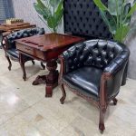 میز تخته نرد و شطرنج ۶ بازی لوگان مشکی قهوه ای 2 مبله