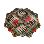 تخته نرد خاتم 60 کنگره ای طرح شقایق نقش - Image 3