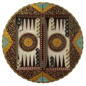 تخته نرد خاتم گرد 60 سانتی تذهیب